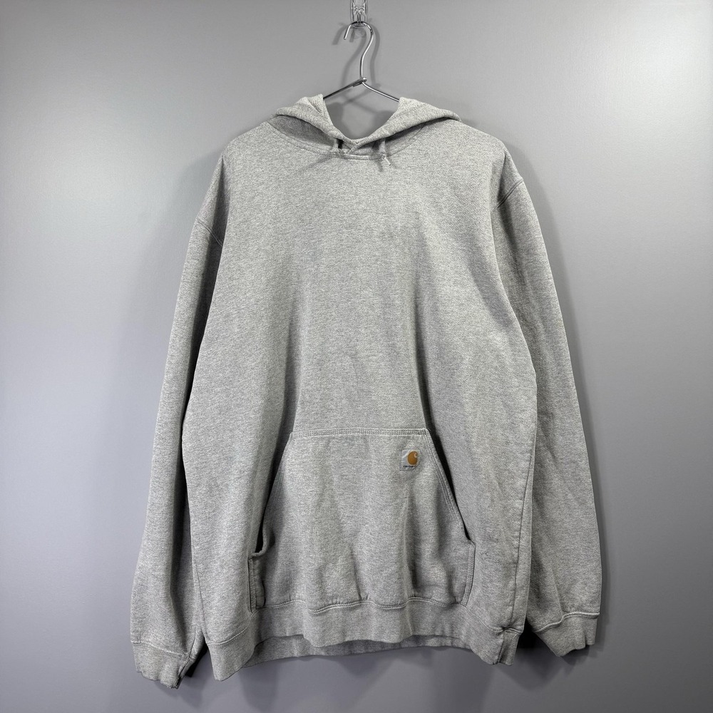 Carhartt Hoodie Mens XLT Gray Pullover Kangaroo Pocket Workwear Sweatshirt